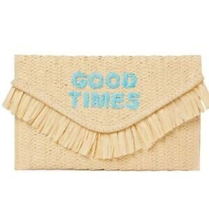 Btb Los Angeles Straw Clutch in Natural/Turquoise‎
